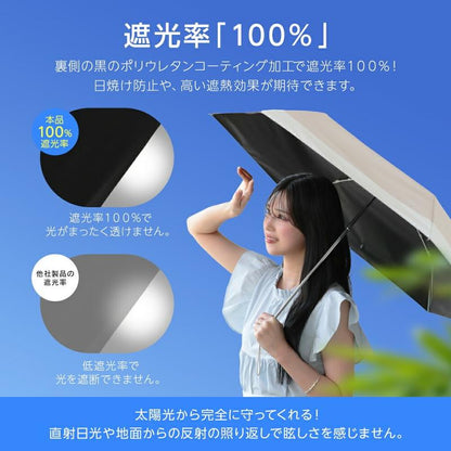 ワンタッチ自動開閉・完全遮光UVカット折りたたみ日傘（UPF50+）